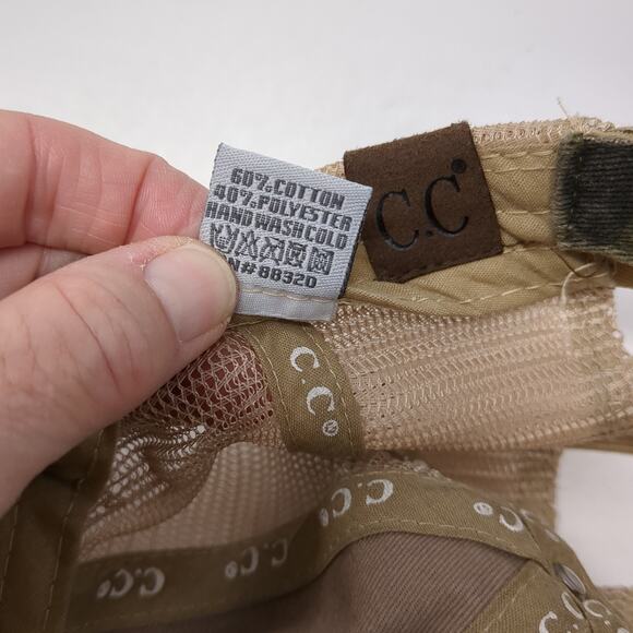 C.C Exclusives Strapback Trucker Hat Multi One Size Camouflage Ponytail - Picture 10 of 10